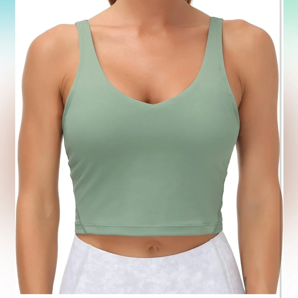 TGP Longline Wirefree Padded Sports Bra with Medium Support in Jasmine Green - Picture 3 of 9